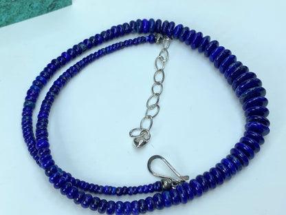 Jay King Natural Lapis Lazuli rondelle Faceted Beads sterling necklace 18" GS149