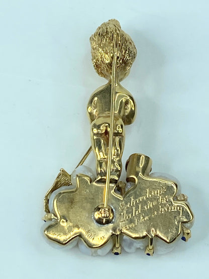 Ruser 14K gold Saturday's Day Works hard for his living brooch JR1002