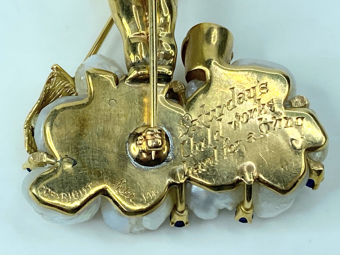 Ruser 14K gold Saturday's Day Works hard for his living brooch JR1002