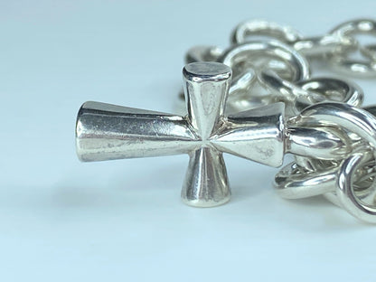 James Avery Sterling Silver Bracelet with St Teresa Cross 7.5" 31.6g JR9308