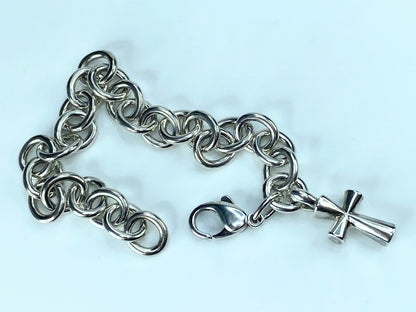 James Avery Sterling Silver Bracelet with St Teresa Cross 7.5" 31.6g JR9308