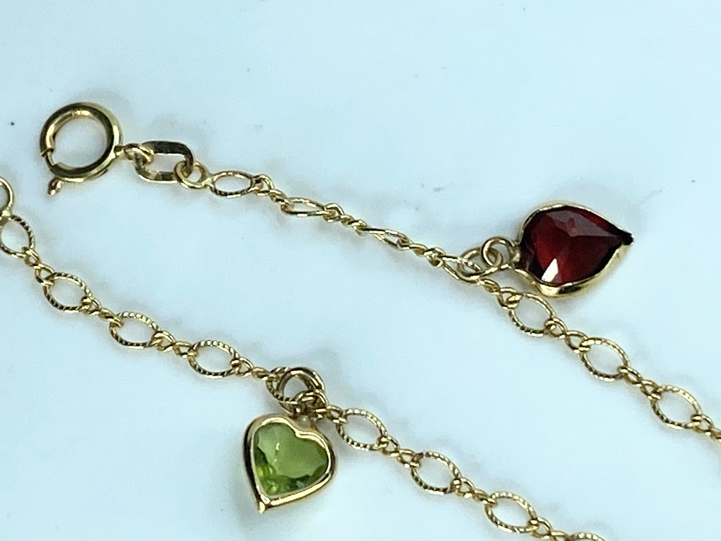 Dainty 14K Heart shaped colorful Gemstone Milgrain dot bracelet JR9309