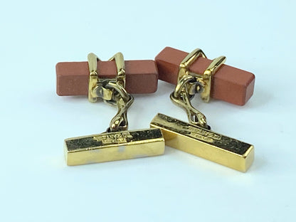 Tiffany & Co. Jasper "X" motif sterling cufflink