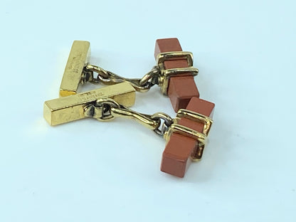 Tiffany & Co. Jasper "X" motif sterling cufflink