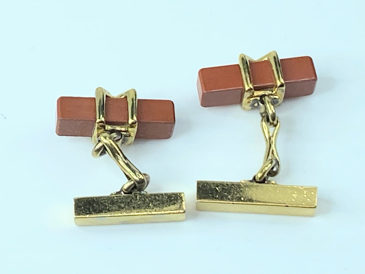 Tiffany & Co. Jasper "X" motif sterling cufflink