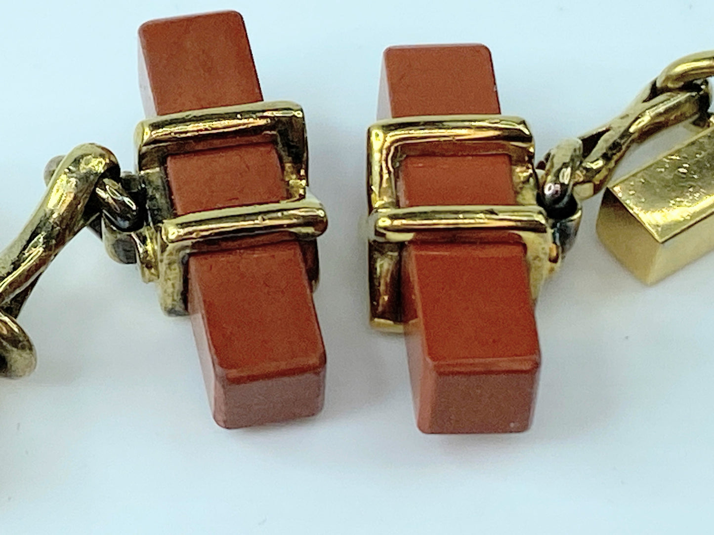 Tiffany & Co. Jasper "X" motif sterling cufflink