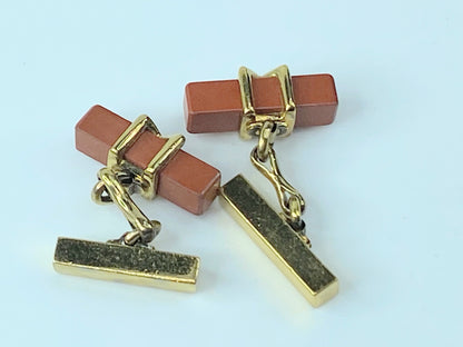 Tiffany & Co. Jasper "X" motif sterling cufflink