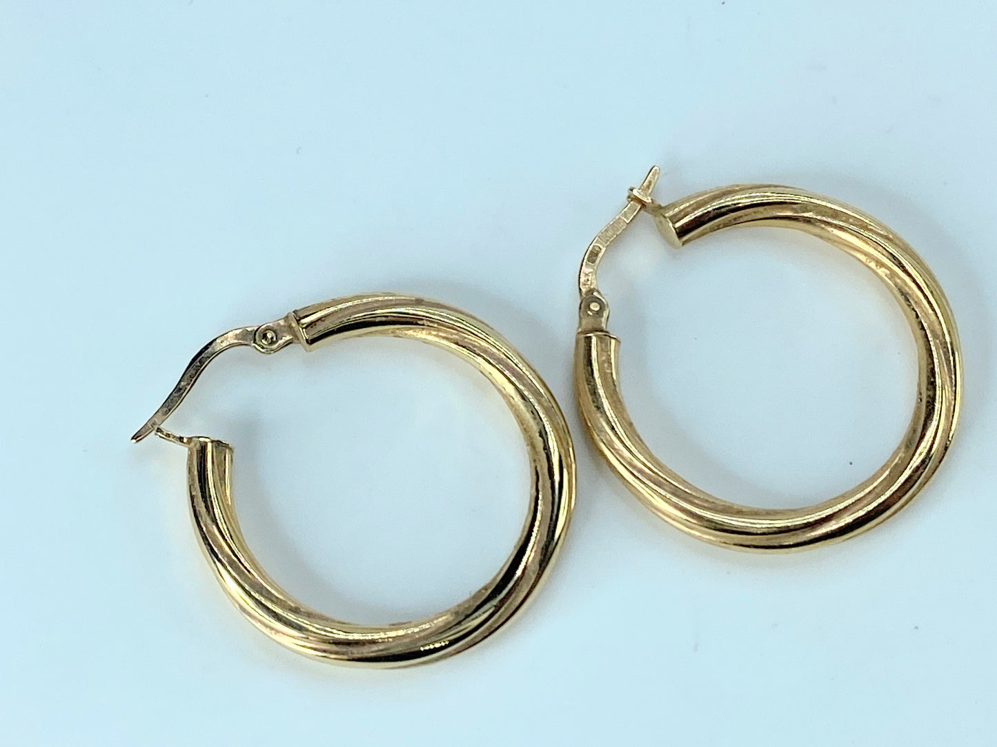 Milor Italian Hoop braided 3.2mm 14K yellow gold earrings  1.0"x 1.0"  JR9310