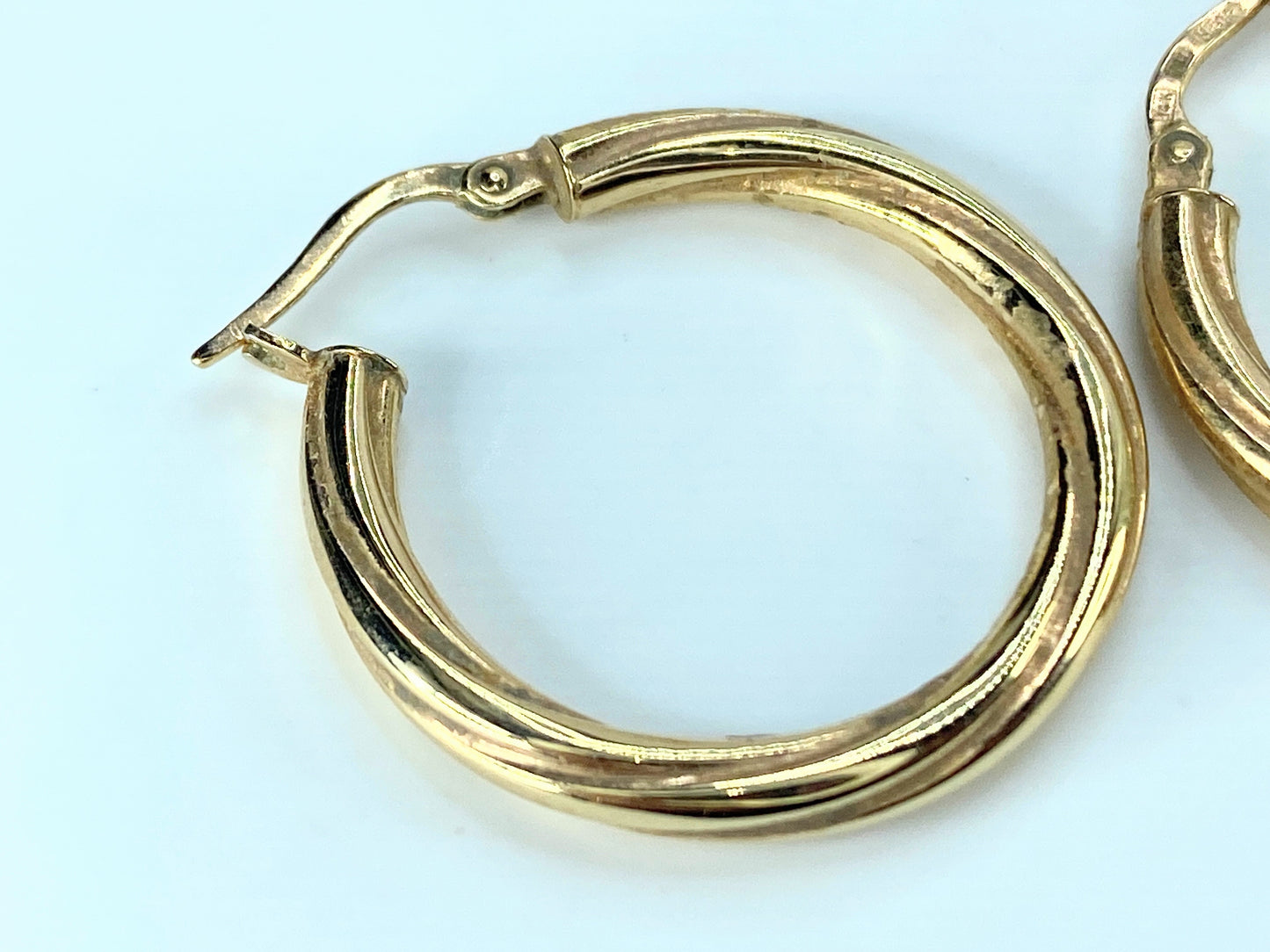 Milor Italian Hoop braided 3.2mm 14K yellow gold earrings  1.0"x 1.0"  JR9310