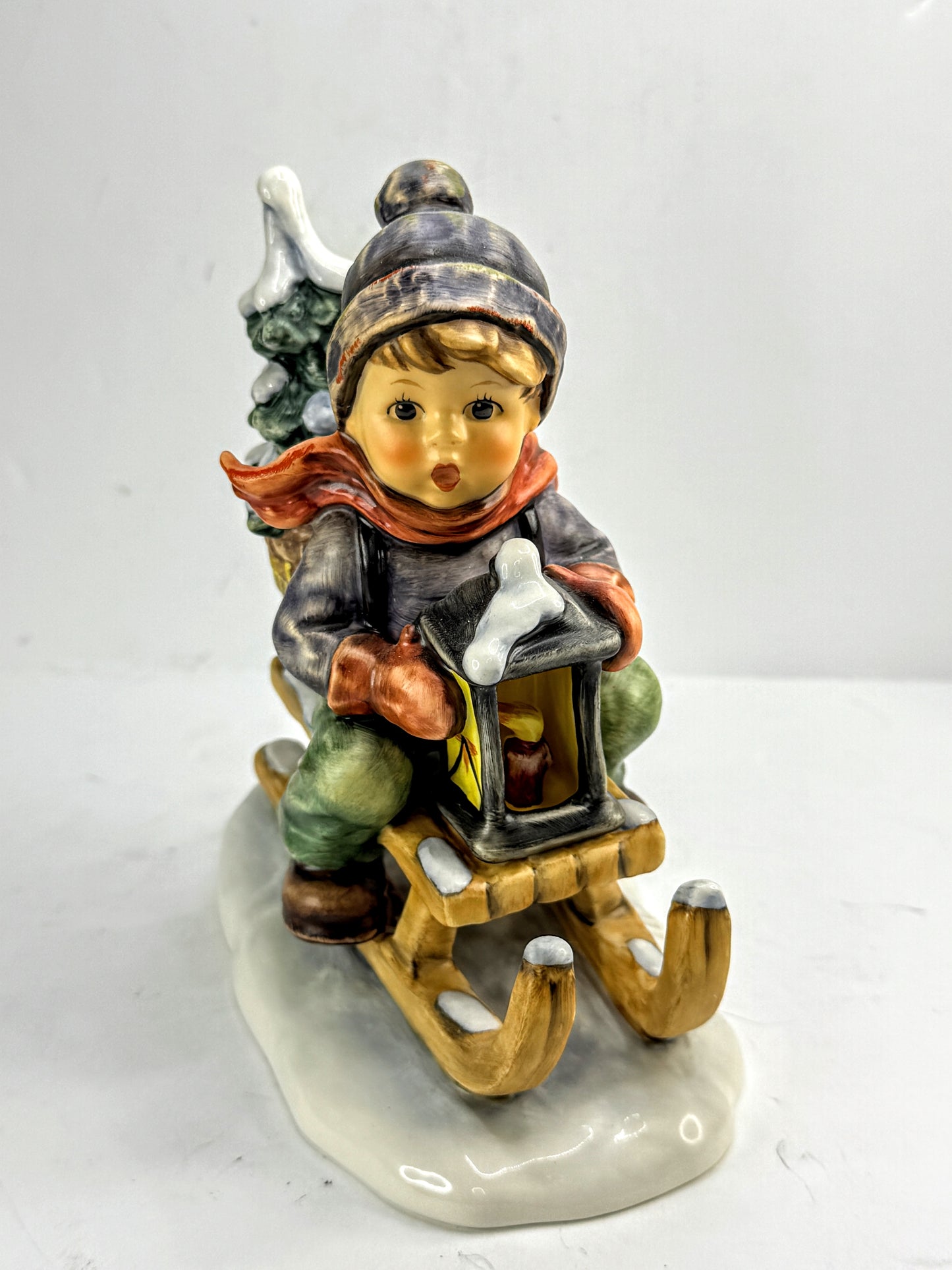 Vintage Goebel Hummel "Ride Into Christmas" 396/I Figurine Boy Sled Mint A1012