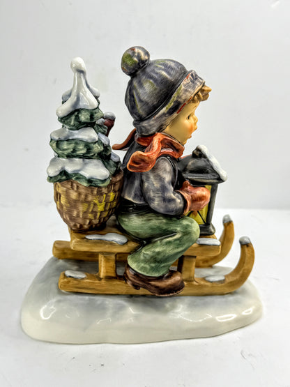 Vintage Goebel Hummel "Ride Into Christmas" 396/I Figurine Boy Sled Mint A1012