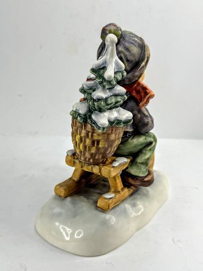Vintage Goebel Hummel "Ride Into Christmas" 396/I Figurine Boy Sled Mint A1012