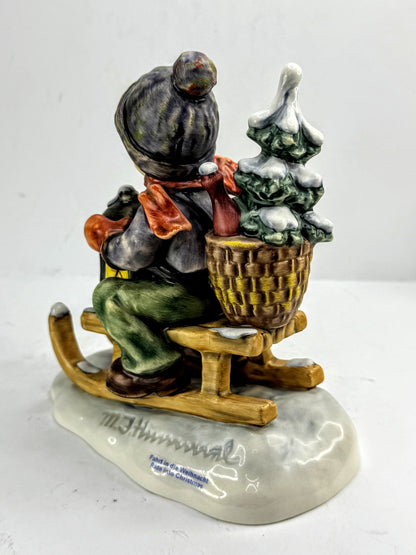Vintage Goebel Hummel "Ride Into Christmas" 396/I Figurine Boy Sled Mint A1012