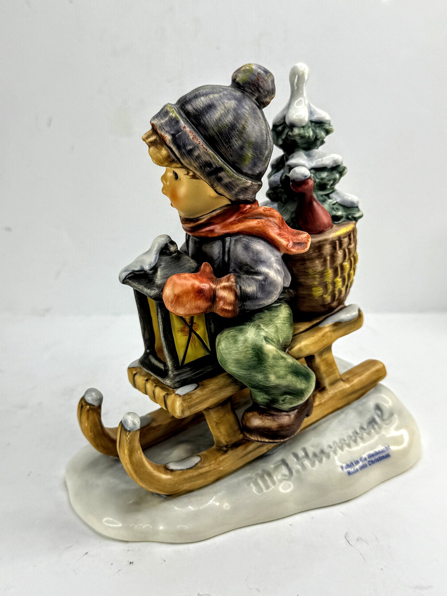 Vintage Goebel Hummel "Ride Into Christmas" 396/I Figurine Boy Sled Mint A1012