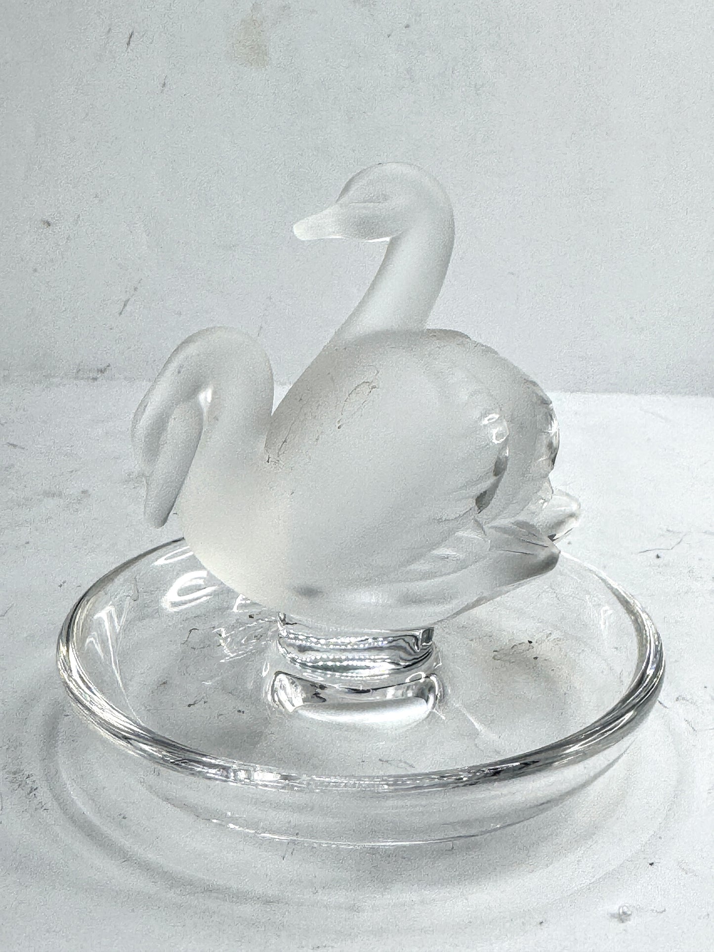 Vintage Lalique Deux Cygnes Two Swans Crystal Ring Dish Holder A996