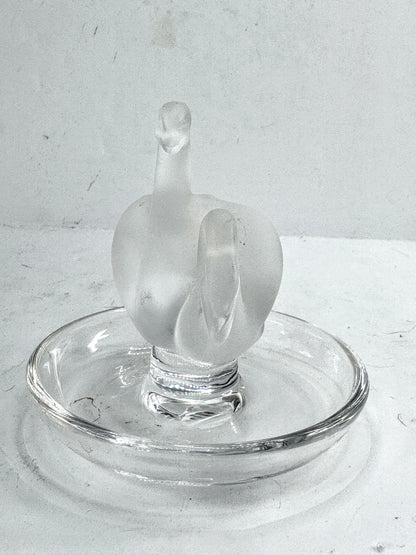 Vintage Lalique Deux Cygnes Two Swans Crystal Ring Dish Holder A996