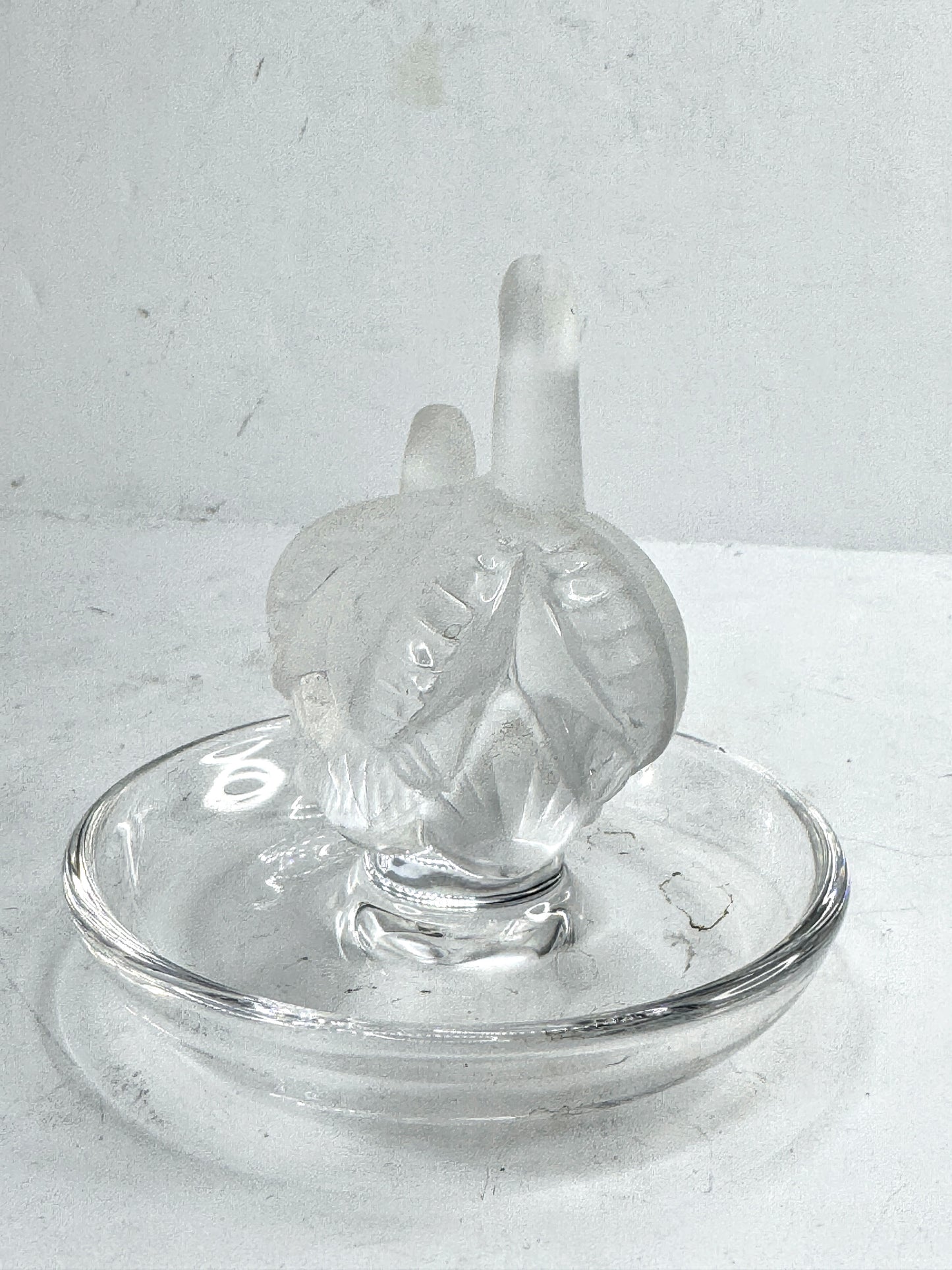 Vintage Lalique Deux Cygnes Two Swans Crystal Ring Dish Holder A996