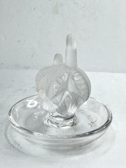 Vintage Lalique Deux Cygnes Two Swans Crystal Ring Dish Holder A996