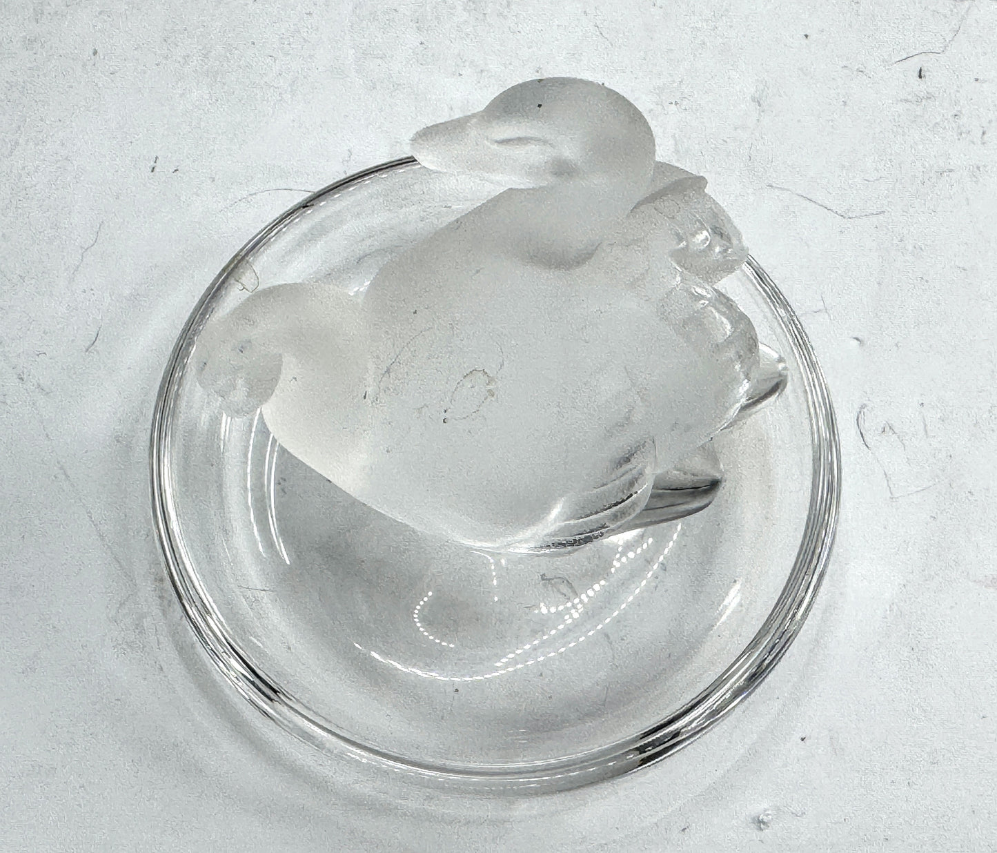 Vintage Lalique Deux Cygnes Two Swans Crystal Ring Dish Holder A996