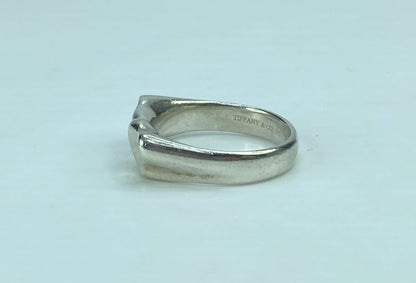 Tiffany & Co Peretti Double Hearts Ring sterling Silver Love Promise Band JR682