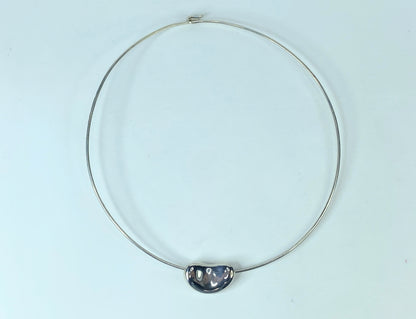 Tiffany & Co Elsa Peretti Sterling Silver Bean Choker Necklace 15.5" JR1235