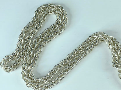 Sterling silver 3.5mm weaving rope cable chain necklace 18" 15.7g JR9870