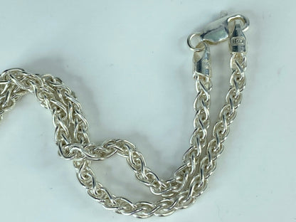 Sterling silver 3.5mm weaving rope cable chain necklace 18" 15.7g JR9870