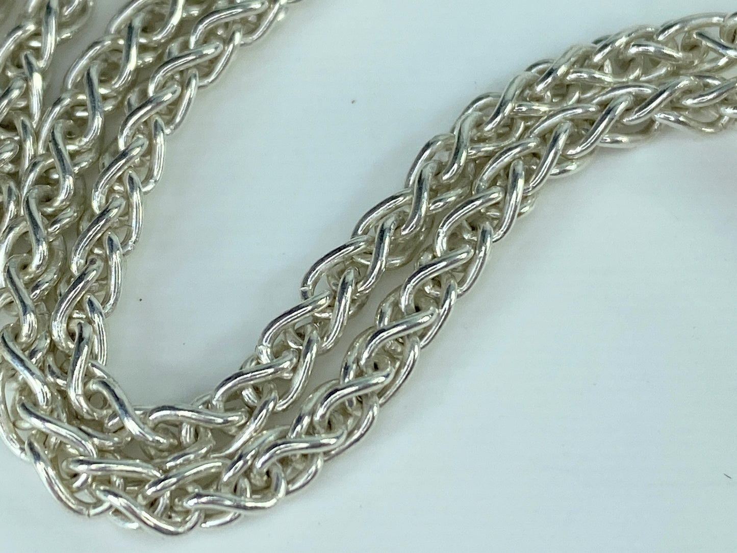 Sterling silver 3.5mm weaving rope cable chain necklace 18" 15.7g JR9870