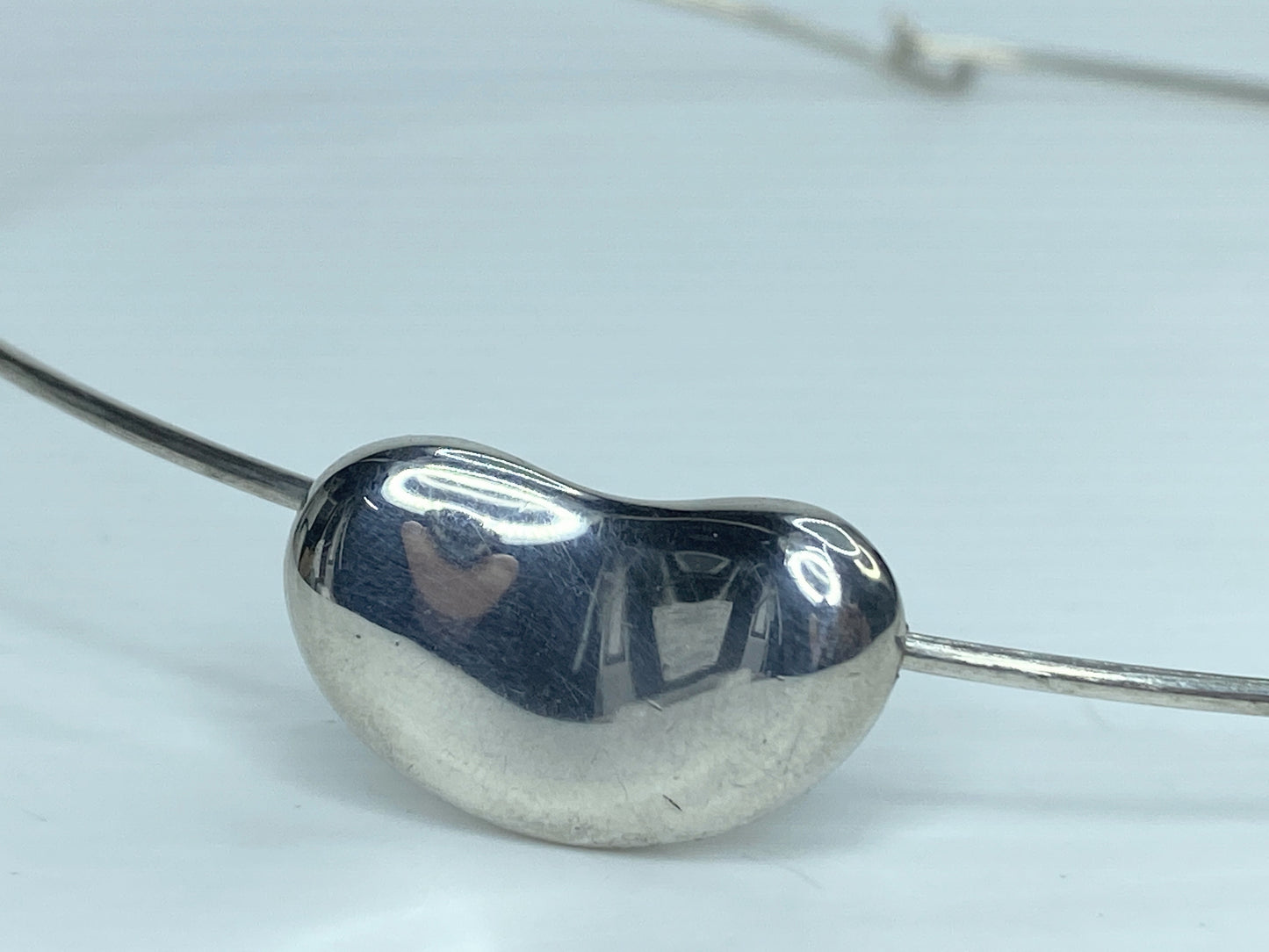 Tiffany & Co Elsa Peretti Sterling Silver Bean Choker Necklace 15.5" JR1235