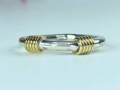 Tiffany & Co. 18k Yellow gold Sterling silver  Double Coil Band s6.5 JR9871