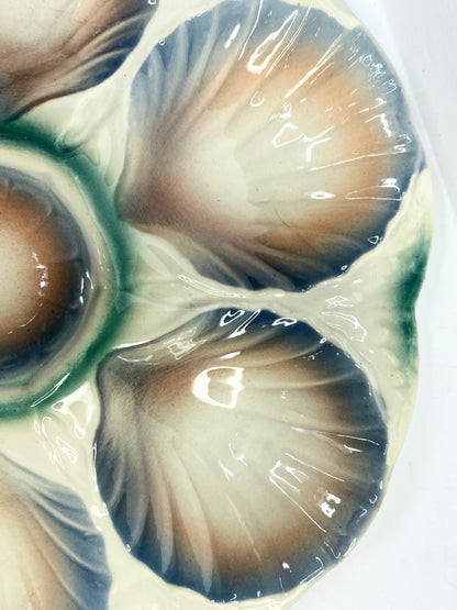 Vintage French Digoin & Sarreguemines Majolica Oyster Plate Circa 1930 A524