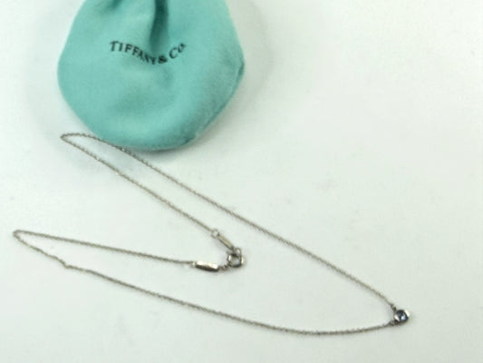 Vintage Tiffany & Co. Blue Topaz Sterling Silver Pendant Necklace 16” JR1541