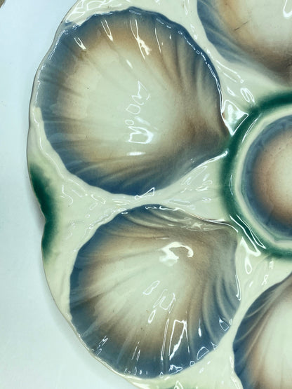 Vintage French Digoin & Sarreguemines Majolica Oyster Plate Circa 1930 A524