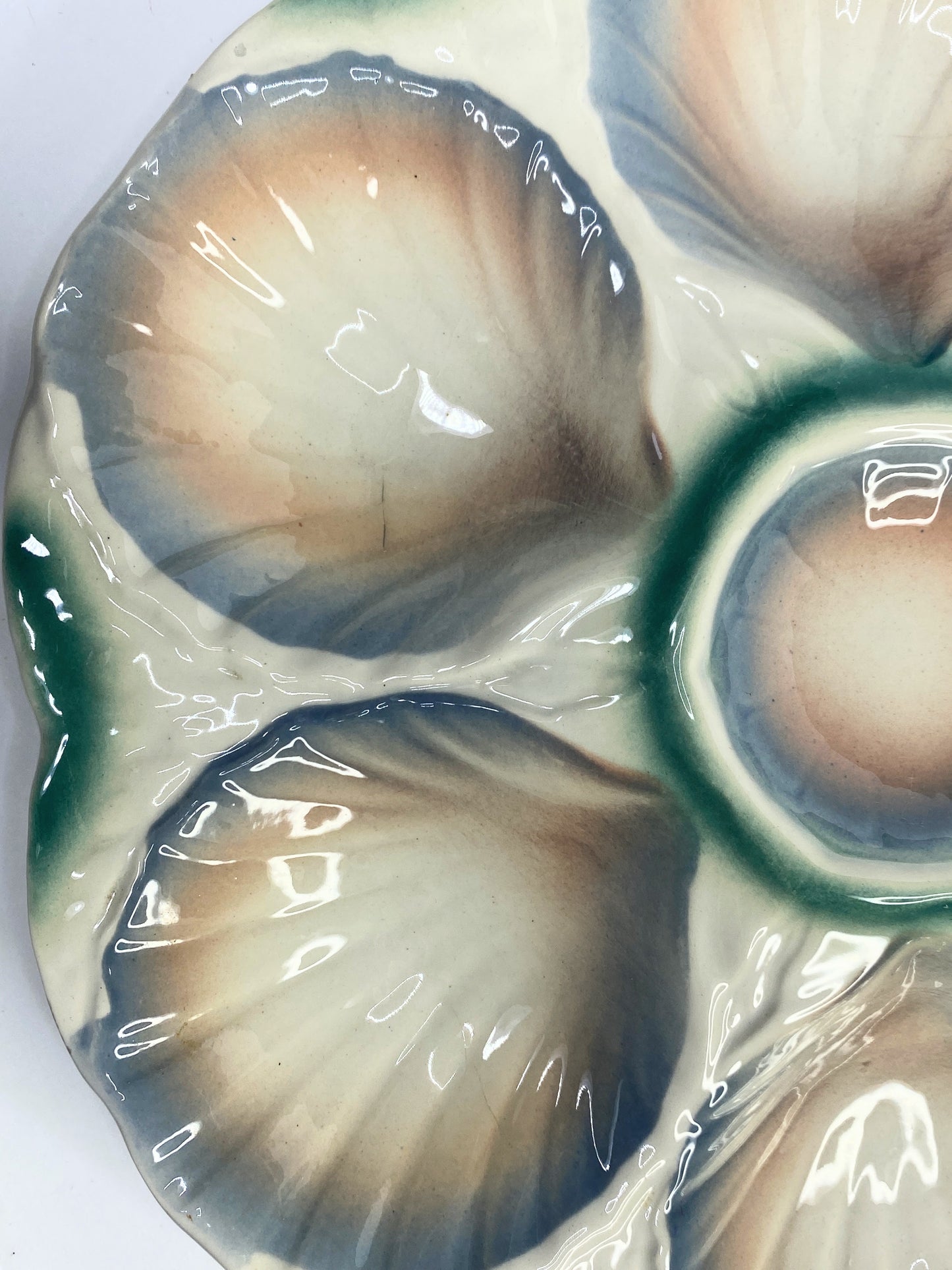 Vintage French Digoin & Sarreguemines Majolica Oyster Plate Circa 1930 A524
