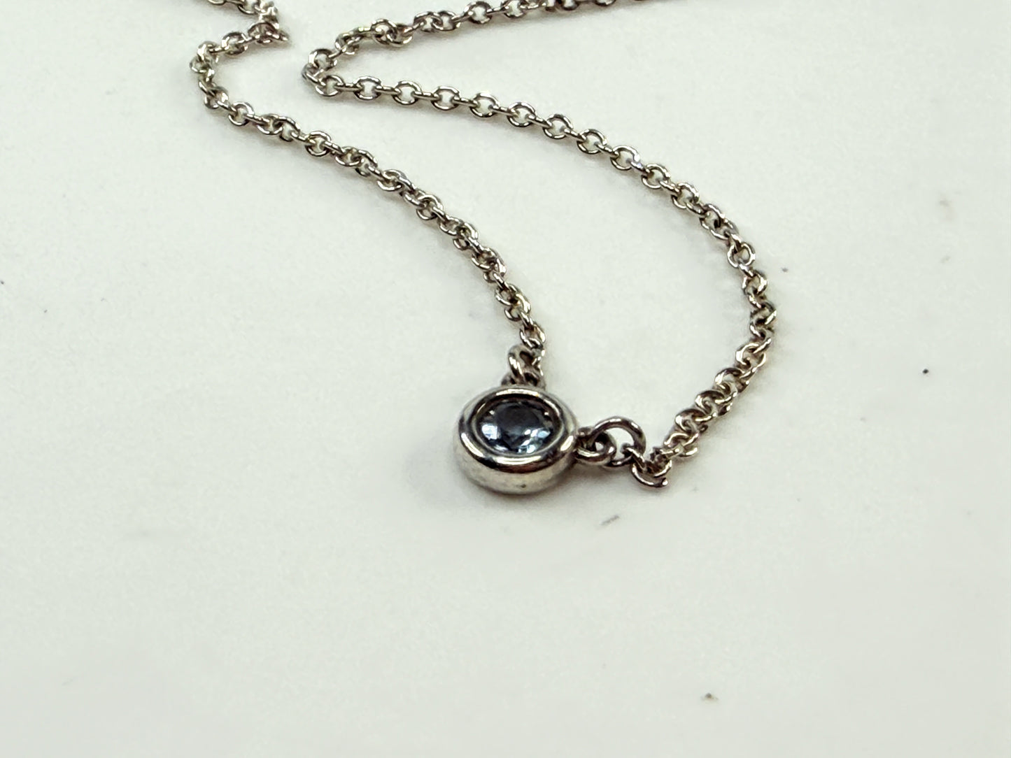Vintage Tiffany & Co. Blue Topaz Sterling Silver Pendant Necklace 16” JR1541