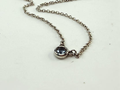 Vintage Tiffany & Co. Blue Topaz Sterling Silver Pendant Necklace 16” JR1541