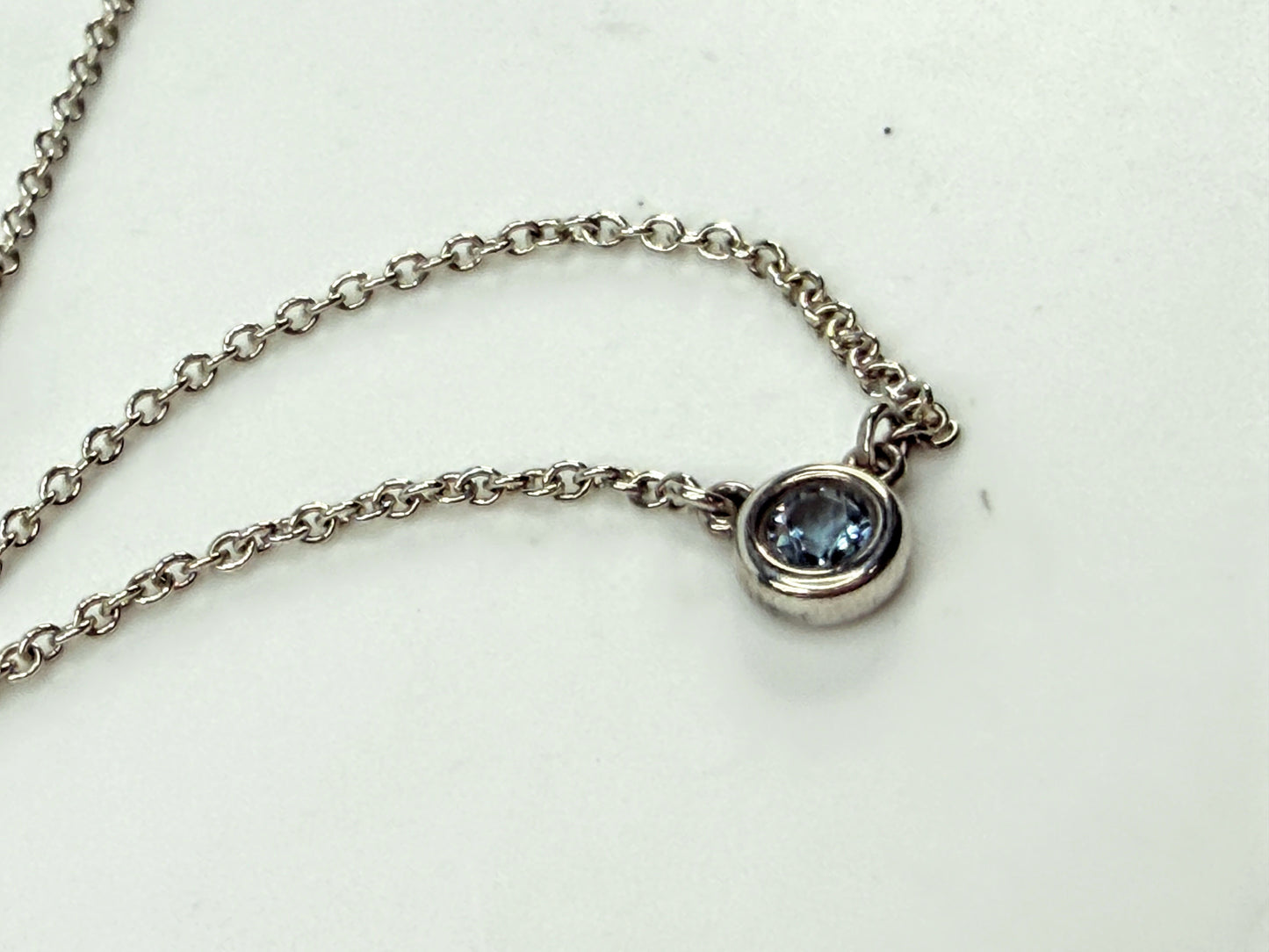 Vintage Tiffany & Co. Blue Topaz Sterling Silver Pendant Necklace 16” JR1541