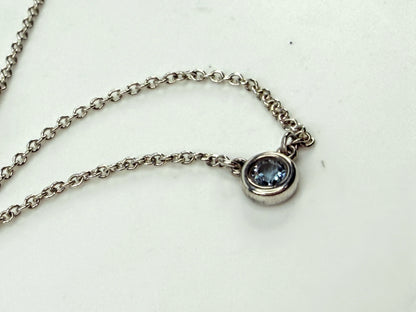 Vintage Tiffany & Co. Blue Topaz Sterling Silver Pendant Necklace 16” JR1541
