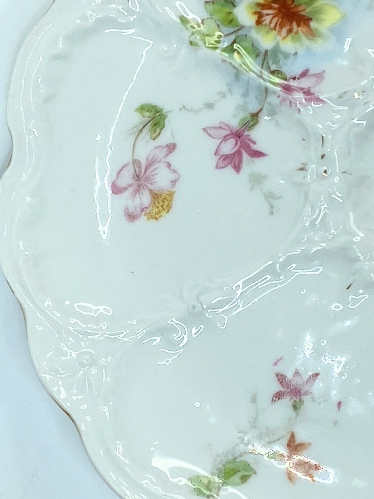 Antique Royal Austria Oyster Plate Pink Rose And Gold Detail No.57 A525