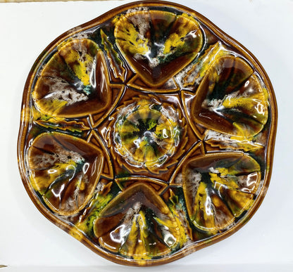 St Jean near Quimper Oyster Platter Server French Faience 1960 10" A526