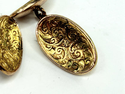 Antique 10K Gold Oval Engine Turn Engraved Fine Jewelry SS330