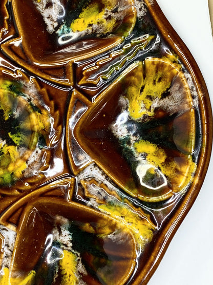 French Hand Painted Faience Oyster Plate St Jean de Bretagne near Quimper A526