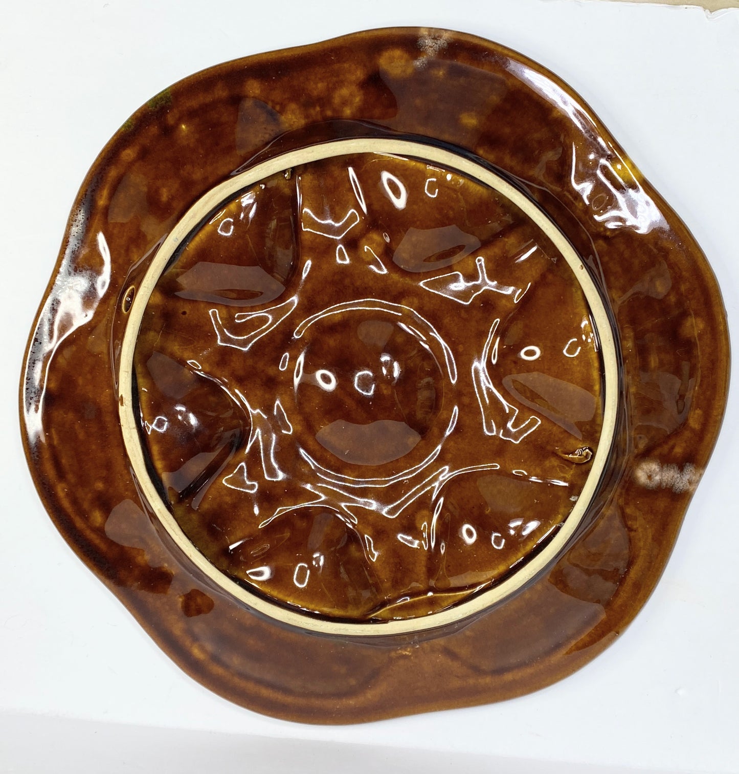 St Jean near Quimper Oyster Platter Server French Faience 1960 10" A526