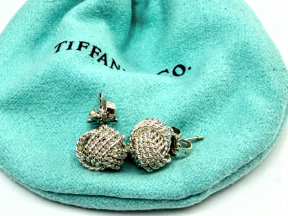Vintage Tiffany & Co. Vintage Sterling Silver Somerset Mesh Hoop Earrings JR1543