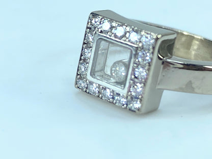 Chopard 18k White Gold Diamond "Happy Diamond" Ring JR9318