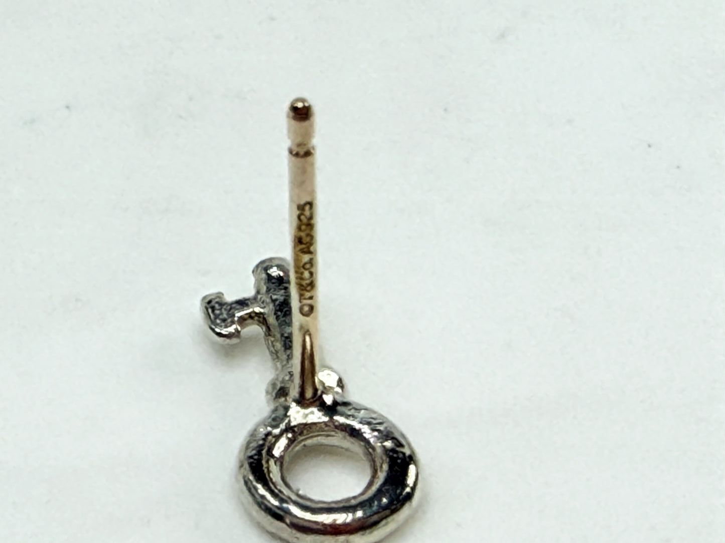 Vintage Tiffany & Co. Sterling Silver Key Stud Earrings 10.7mm JR1544