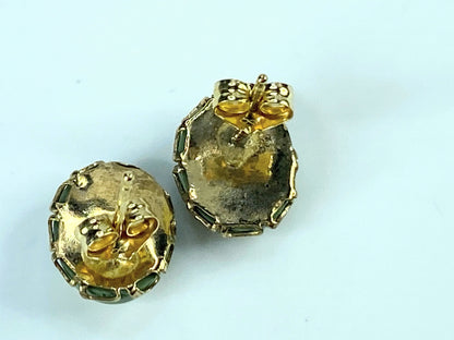 14K yellow gold green Cameo stud earring JR9319