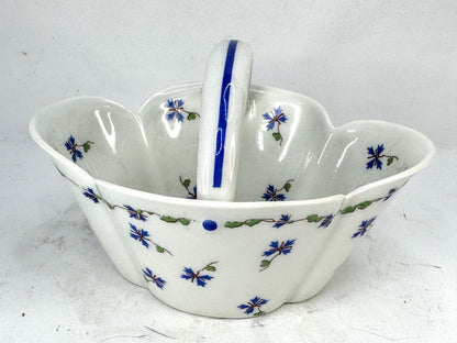 Haviland Limoges Blue Cornflower Porcelain Basket Centerpiece A1020