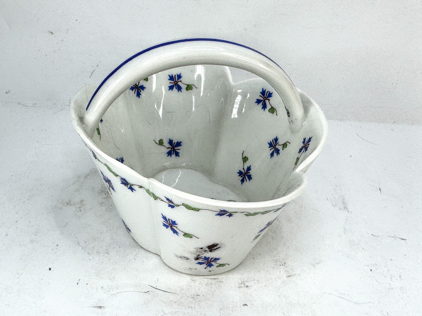 Haviland Limoges Blue Cornflower Porcelain Basket Centerpiece A1020
