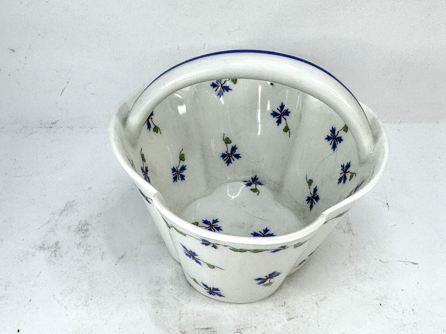 Haviland Limoges Blue Cornflower Porcelain Basket Centerpiece A1020